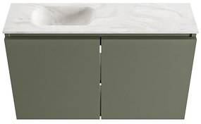 Mondiaz Ture DLux toiletmeubel 80cm army met wastafel ostra links met kraangat