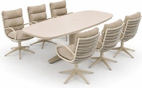 Tuinset 6 personen 220 cm Wicker Taupe Apple Bee Camp