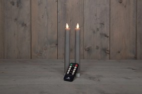 Anna's Collection - Led dinerkaars - taupe - H 23cm - set van 2 stuks - met afstandsbediening