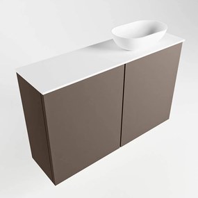 Mondiaz Fowy toiletmeubel 80cm smoke met witte waskom rechts en kraangat