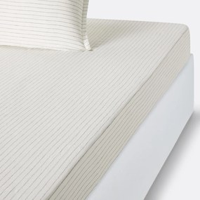 Hoeslaken in gewassen linnen, gestreept, omslag 35 cm, Linot