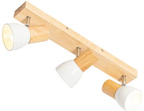 Plafondspot hout met wit verstelbaar 3-lichts - Thorin
