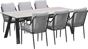 Garden Impressions Stevie tuinset 7-delig - Braga tuintafel 220x100 cm