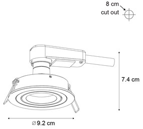 Set van 6 Moderne inbouwspot gunmetal GU10 50mm rond kantelbaar - Rondoo GU10 Binnenverlichting Lamp