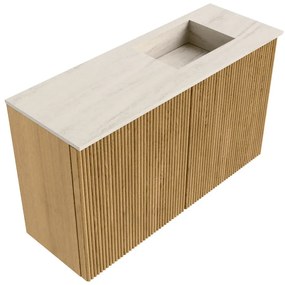 Mondiaz Joya DLux 70cm toiletmeubel oak met wastafel faye rechts zonder kraangat meli