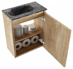 Mondiaz Ture DLux toiletmeubel 40cm washed oak met wastafel lava links zonder kraangat