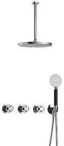 Hotbath Cobber IBSW70 Regendoucheset inbouw - 30cm plafondarm - 30cm ronde hoofddouche - 3 standen handdouche - chroom IBSW70CR135
