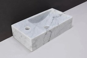 Forzalaqua Venetia fontein 40x20cm links met kraangat carrara