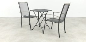 Balero stapelbare balkonset 3-delig strekmetaal 60x60 cm. - Antraciet