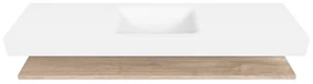 Zaro Alan badmeubel 170cm met planchet washed oak en vrijhangende wastafel cloud midden zonder kraangat talc