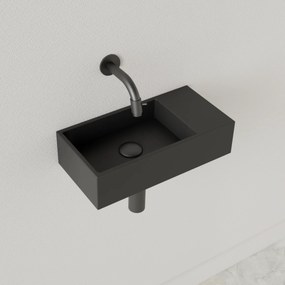 Sanigoods Nano fontein rechts zwart mat zonder kraangat 36x18cm