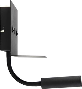 Moderne wandlamp USB zwart met flexarm - Duppio