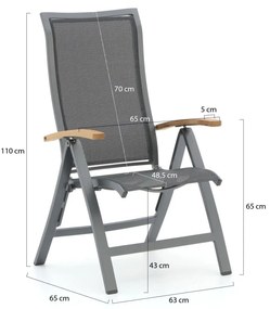 Bellagio Lugo/Linosa 100cm dining tuinset 5-delig verstelbaar