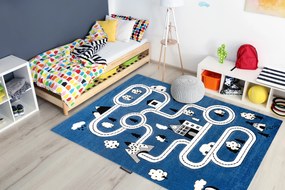 Tapijt PETIT TOWN STAD  STRAAT blauw