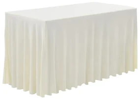 vidaXL 2 st Tafelhoezen met rok stretch 243x76x74 cm crème