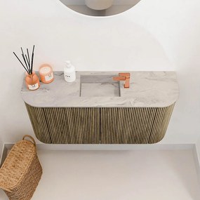 Mondiaz Joya DLux 85cm toiletmeubel ronding links/rechts dusk met wastafel faye midden 1 kraangat glace