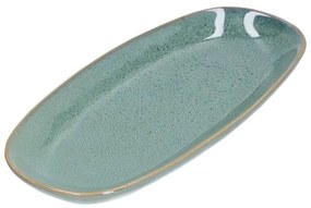 Serveerschaal reactieve glazuur, steengoed, groen, 26 x 12 cm