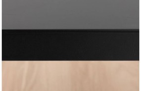 Goossens Bijzettafel Duc, Metaal ral 9005 zwart, tussenblad massief eik, 36,5 x 33,5 x 56 cm hoog