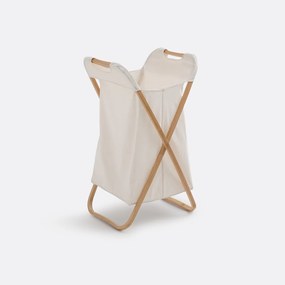 Opvouwbare linnenmand van canvas en bamboe Davio