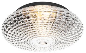 Klassieke plafondlamp zwart met smoke glas 35 cm IP44 - Nohmi