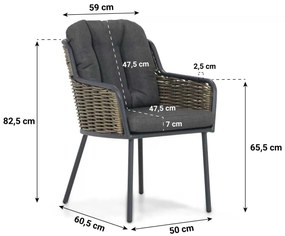 Tuinset 6 personen 240 cm Aluminium/wicker Grijs Santika Furniture Santika