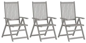 vidaXL Tuinstoelen verstelbaar 3 st massief acaciahout grijs