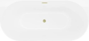 Mexen Oval Slim vrijstaande halfvrijstaande badkuip 170 x 80 cm, wit, overloop geborsteld goud - 52661708000-55