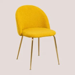 Kana Design Eetkamerstoel In Teddystof Mosterd & Goud - Sklum