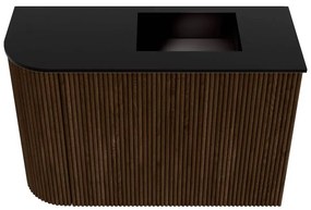 Mondiaz Joya 60cm toiletmeubel ronding links walnut met wastafel faye rechts 1 kraangat urban