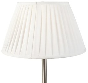 Stoffen Klassiek tafellamp staal met plissé kap wit 35 cm - Simplo Design, Klassiek / Antiek E27 rond Binnenverlichting Lamp