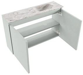 Mondiaz Ture DLux toiletmeubel 80cm greey met wastafel glace rechts met kraangat