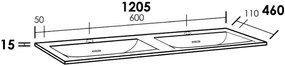 Sanituba Nature badmeubel 120cm mat zwart  met wastafel Furiosa glans wit dubbele wasbak 2 kraangaten