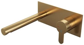Brauer Gold Edition Wastafelmengkraan inbouw - rechte uitloop links - hendel plat smal - afdekplaat - model D 1 - PVD - geborsteld goud 5-GG-004-S4