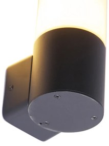 Moderne buiten wandlamp zwart met opaal kap IP44 - Odense