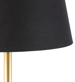 Stoffen Klassieke tafellamp messing met zwarte kap 32 cm - Simplo Klassiek / Antiek, Design E27 rond Binnenverlichting Lamp