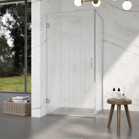 Fortifura Galeria Douchecabine - 90x80x200cm - scharnieren - deurgreep - stabilisatiestang - helder geribbeld - veiligheidsglas - Geborsteld RVS PVD (Rvs) SW1208821/SW1122566/SW797908/SW797952
