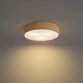 Moderne plafondlamp taupe met velours kap 46cm 3-lichts - Luz