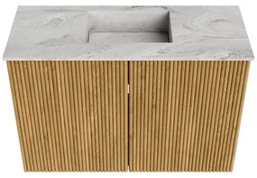 Mondiaz Joya DLux 60cm toiletmeubel oak met wastafel faye midden 1 kraangat glace
