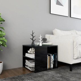 vidaXL Bijzettafel 50x50x45 cm spaanplaat hoogglans zwart