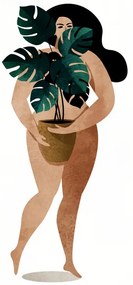 Ilustratie Nude With Plant, Kubistika