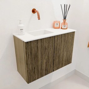 Mondiaz Joya 60cm toiletmeubel dusk met wastafel faye links zonder kraangat talc