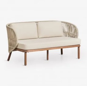 Tuinbank Voor 2 Personen Van Acaciahout En Gevlochten Touw Capri Beige – Crème - Sklum