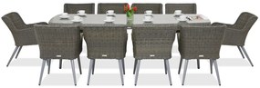Exclusieve dining tuinset met grote tafel Córdoba voor 10 personen Garden Point grijs