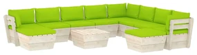 vidaXL 11-delige Loungeset met kussens pallet vurenhout