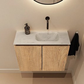 Mondiaz Ture DLux toiletmeubel 60cm washed oak met wastafel opalo rechts zonder kraangat