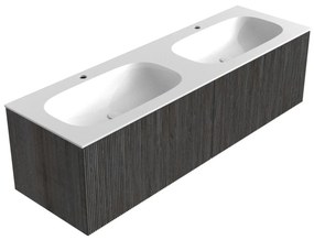 Mondiaz Kurve 150cm badmeubel shadow met 2 lades en wastafel big small dubbel 2 kraangaten