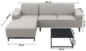 Boavista/Toronto loungebank chaise longue - Nature Grey - 3-delig - rechts