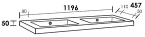 Sanituba Foggia dubbele wastafel mineraalmarmer zonder kraangaten 120cm glanzend