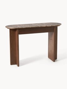 Houten wandtafel Zumi met marmeren blad