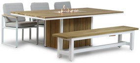 Tuinset 6 personen 220 cm Aluminium/Teak/Aluminium/teak Wit Santika Furniture Soray